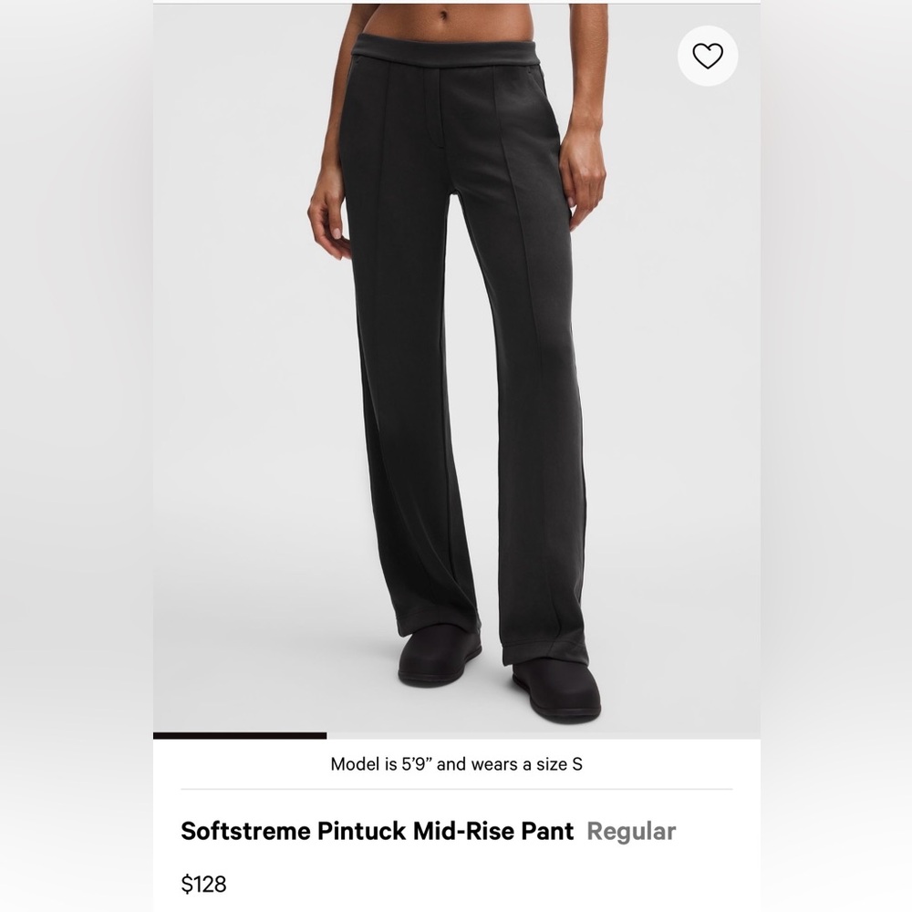 Lululemon Softstreme Pintuck Mid-Rise Pant *Reg - M - Black